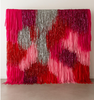 Pink red and silver fringe backdrop wall for party photo booth
