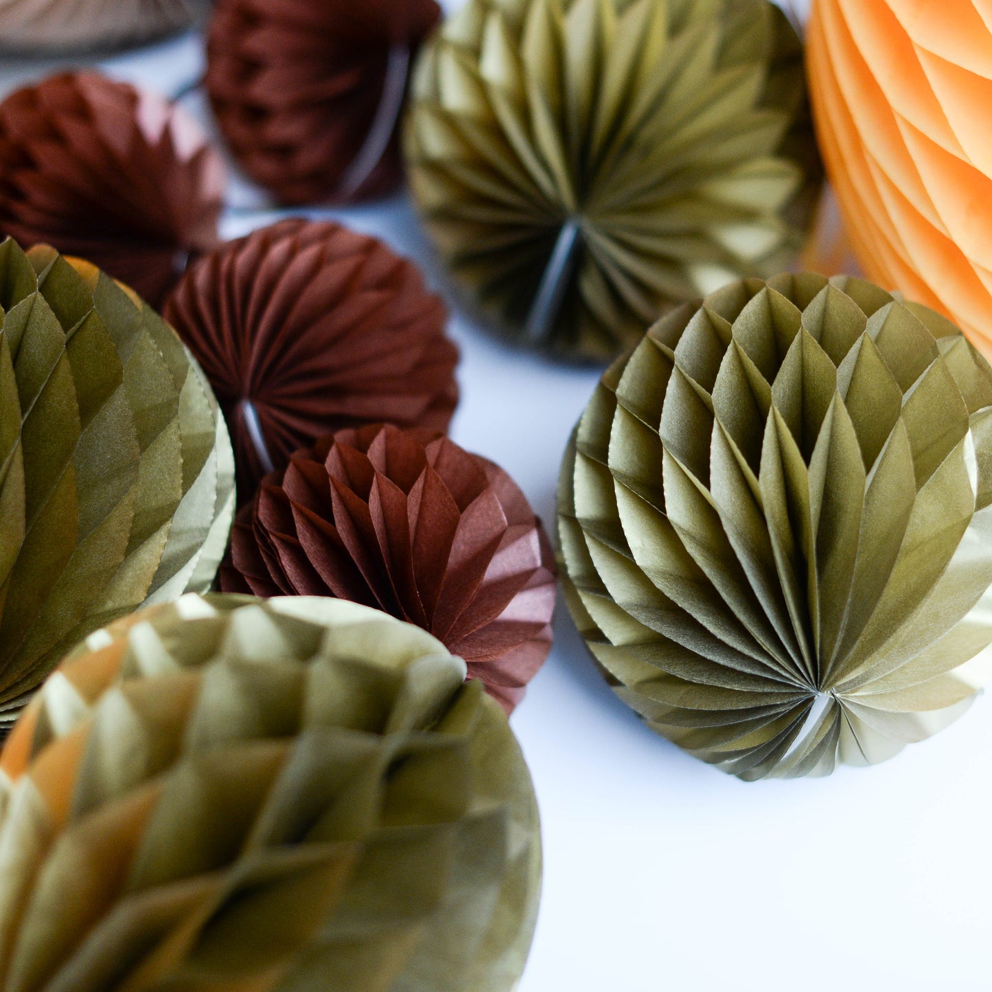 Metallic gold round paper honeycomb - hanging party decoration - various sizes