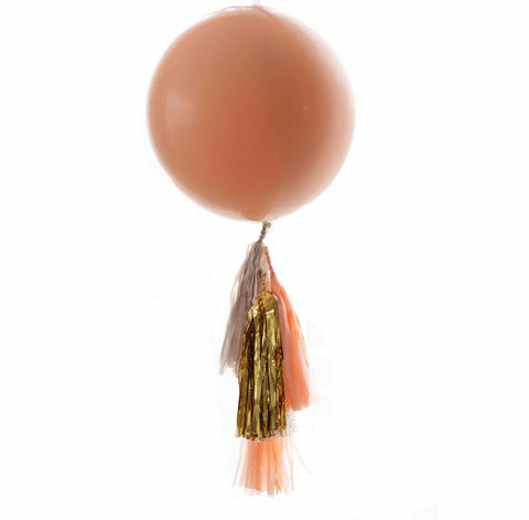 physical Giant peach balloon with gold, tan, peach tassel tail Peach birthday decorations, wedding, baby shower, bridal shower, sweet sixteen decor 2ft /61cm / 4tassels / with balloon Decopompoms