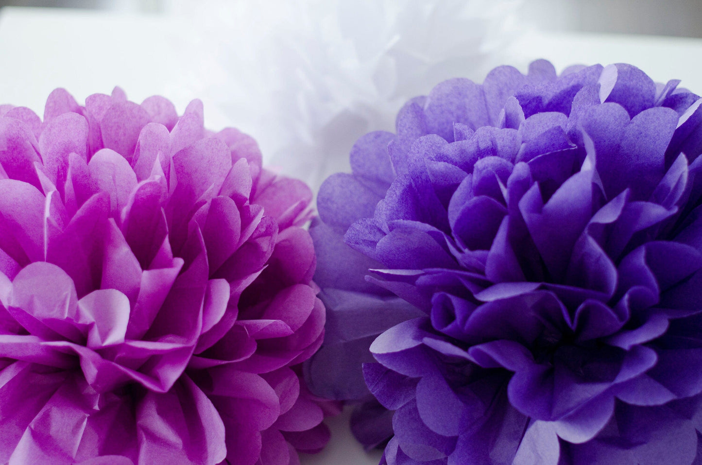 All Purple paper pom poms set of 12 Luxurious paper balls purple wedding Paper flowers Birthday party decorations baby shower bridal shower