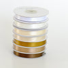 physical cream, beige, white, gold, sable, brown double sided satin ribbon full roll 25m 6 / 12 mm neutral Gift Wrap Gift Ribbon Decoration Wrapping Decopompoms