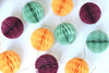 Fall colour paper honeycomb garland - mustard, dusty green, burgundy party banner fall baby shower ideas wedding bridal shower decorations