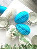 Huge Paper honeycomb Easter egg set 3 psc- white and blue Easter decorations, easter eggs decorations paper spring decor table decorations