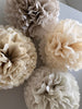 physical Neutral wedding Large paper pom poms set, beige, taupe Paper flowers decor for Birthdays, baby showers, bridal shower party decor Decopompoms