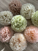 physical Paper Pom pom set of 16 | blush, neutral and pale mint Tissue paper pom poms | pastel Paper flowers | Wedding decor Decopompoms
