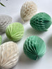 physical Sage green, dusty green and cream Paper honeycomb Easter eggs set - 6psc - mixed size Easter table spring decorations, house warming gift Decopompoms