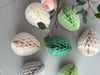 physical Sage green, dusty green and cream Paper honeycomb Easter eggs set - 6psc - mixed size Easter table spring decorations, house warming gift Decopompoms