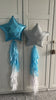 physical White and blue star shaped balloons with tassel tail ice winter wonderland birthday decorations- fully assembled ready to use Decopompoms