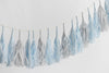 Light Blue and Grey Tassel Garland party decoration Fringe Banner for Baby Shower, 1st Birthday, Wedding Backdrop Party Decor eco friendly