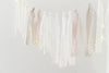 Crochet ribbon fringe garland white 2m length beige dusty pink Boho wall hanging Boho wedding chair decor baby shower, bridal shower decor