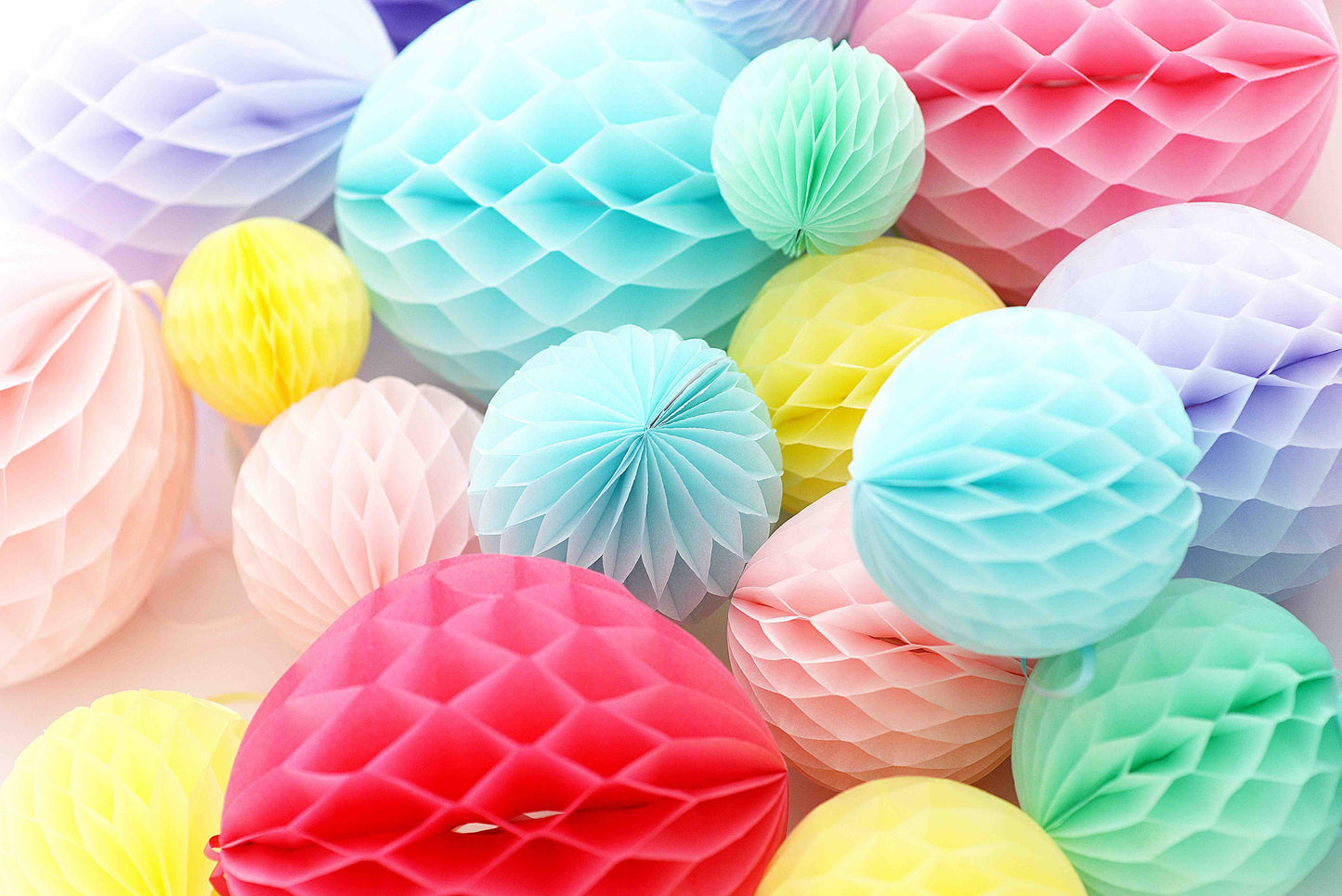 Customised Paper honeycomb set 16 mixed size party decoration set- wedding, birthday party decor