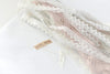 Crochet ribbon fringe garland white 2m length beige dusty pink Boho wall hanging Boho wedding chair decor baby shower, bridal shower decor
