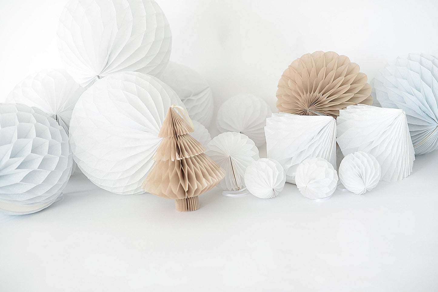Christmas decorations | Honeycomb paper pom poms | Xmas decor set | Christmas bauble set | New year decorations