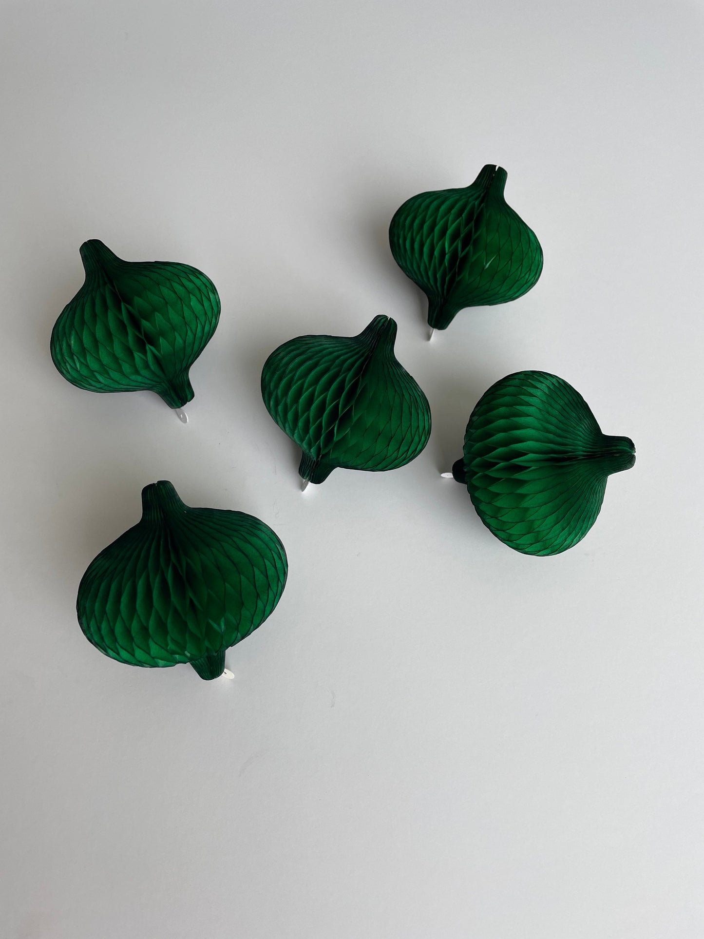 Holiday Green Mini Honeycomb Baubles – Set of 5 Paper Christmas Ornaments, Eco-Friendly Tree Decor, Festive Home & Party Decorations