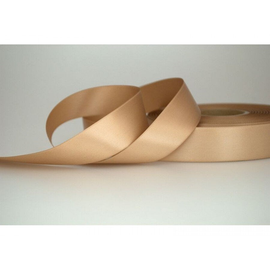 Sable tan double sided satin ribbon roll
