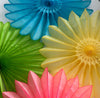 Paper Fan party decoration set 4 psc huge size 26'/ 67cm yellow pink green blue wedding birthday party baby shower summer home decor gift