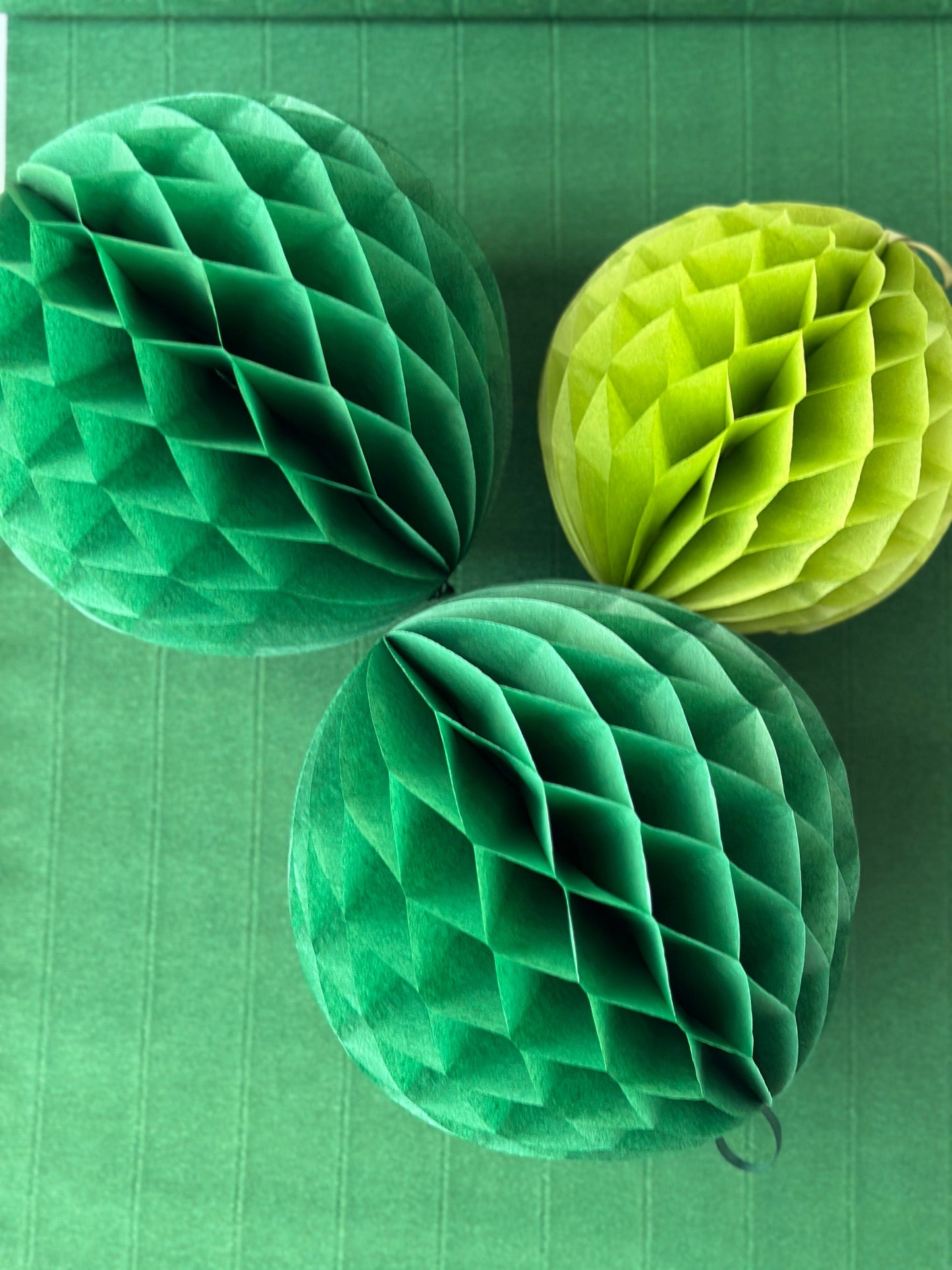 Green, Navy Blue, and Peacock Paper Honeycomb Balls - Set of Event Decorations for Weddings, Birthdays, Graduations, and Party Decor