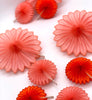 Coral peach orange Mini paper fans 5 fans set Christmas tree decorations Holiday home baby shower Wedding birthday party table decorations