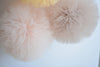 Muted yellow Tulle Pom Pom party decorations various sizes wedding neutral baby shower nursery birthday party tea Party Decor pom pom wand