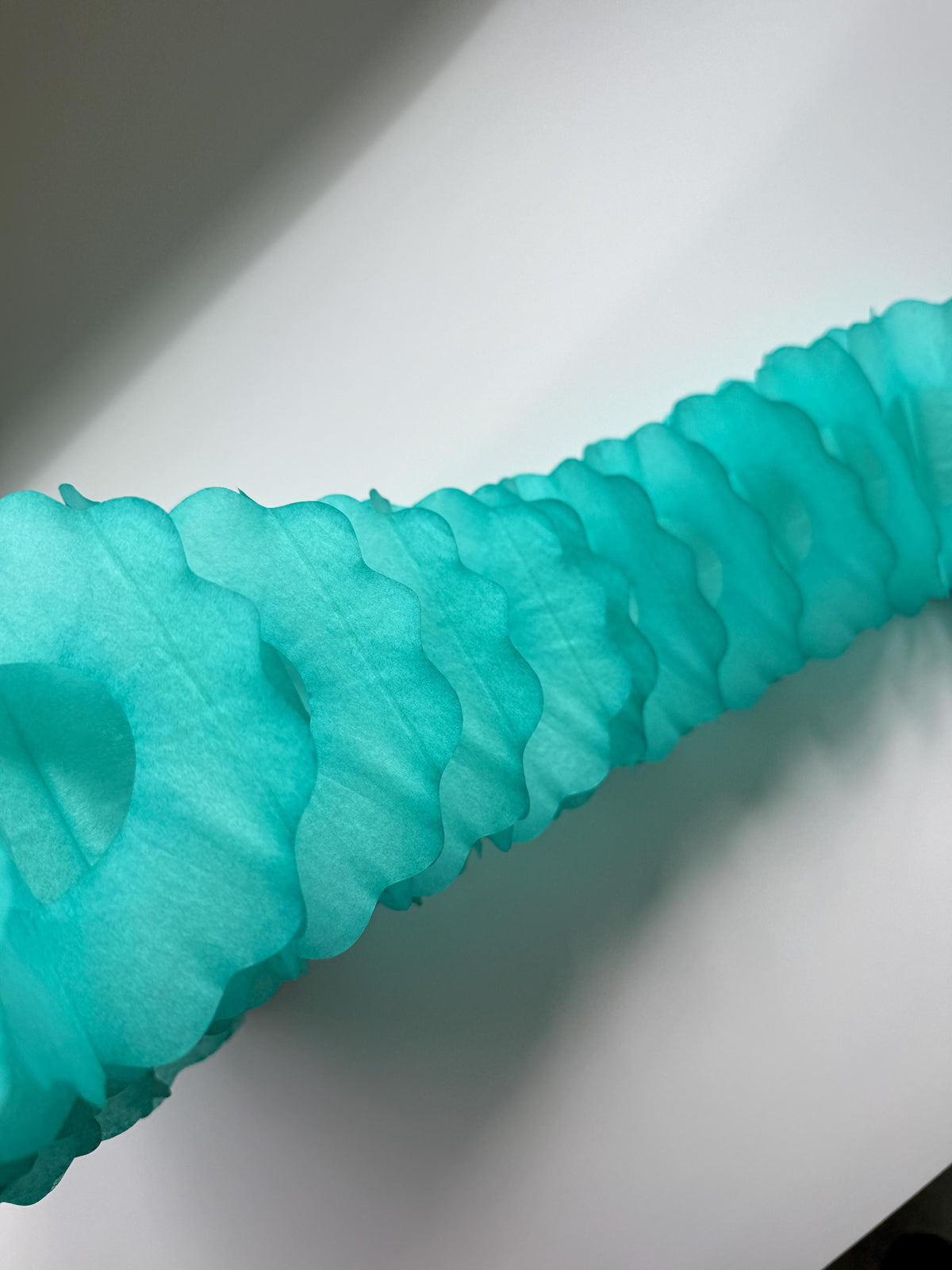 Caribbean Blue Paper Garland – Handmade Tissue Decoration, Baby Shower Decor, Wedding