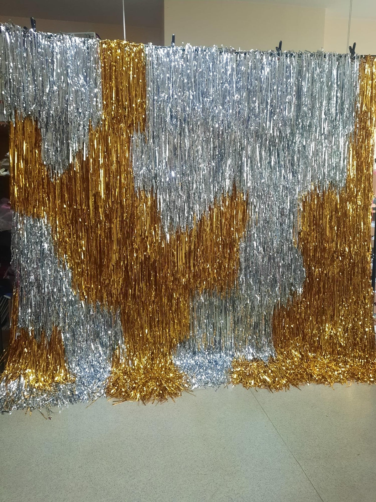 Gold & Silver Fringe Streamer Wall Backdrop Party Decor Birthdays, Weddings, Photo Booth Festival Events