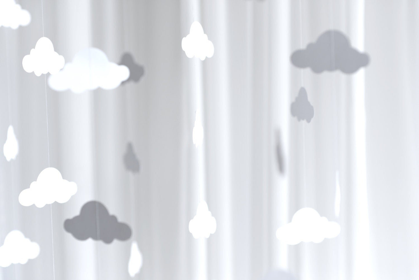 CLOUD / star / heart PAPER GARLAND - Stitched Paper Nursery Birthday Baptism Children party Decor Photo Prop wedding backdrop