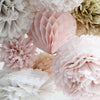 Blush pink and champagne paper Pom Pom party decoration set 32 psc mixed sizes customisable Wedding Bridal Shower Birthday party Decor