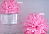Pinks and ivory paper pom poms party set with streamers - Decopompoms