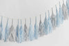 Blue breeze and mountain mist tassel garland - various lengths - Decopompoms