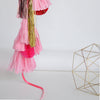 Pink, orange & gold tissue paper tassel garland - various lengths - Decopompoms