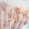 Dusty pink heart paper honeycomb decoration - Decopompoms