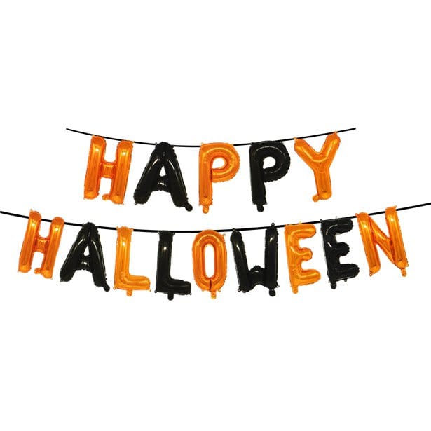 Happy halloween foil balloon banner - halloween party decor - Decopompoms