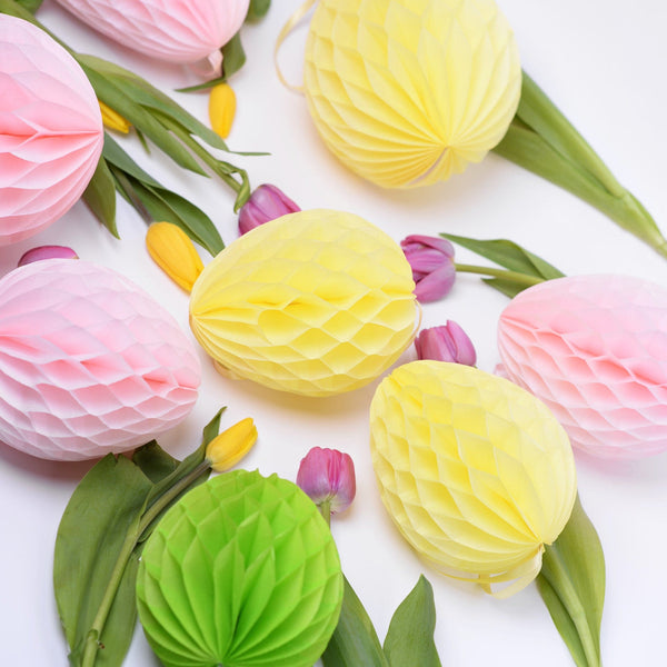 Easter Egg Honeycomb Paper Decorations set of 7 x0037 – Simon Says