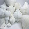 Paper honeycomb ornaments decorations | paper baubles | white Christmas decor | various shapes | centrepieces - Decopompoms