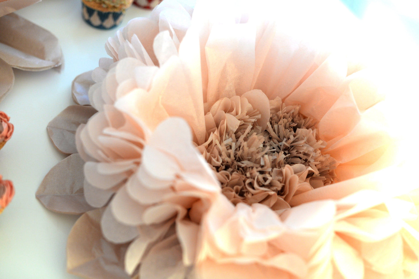 Dusty blush tissue paper flowers - Decopompoms