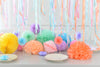 It's a party Paper pom pom and honeycomb balls party set | Mint, pink, lilac, peach Tissue paper pompoms - Decopompoms