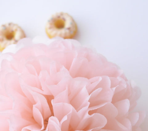 Blush pink tissue paper pom pom - Decopompoms