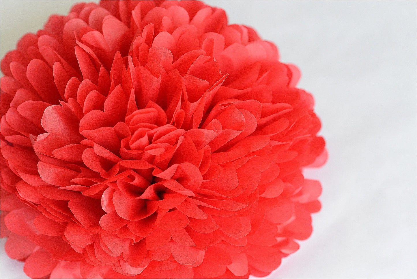 Cherry red tissue paper pom pom - Decopompoms