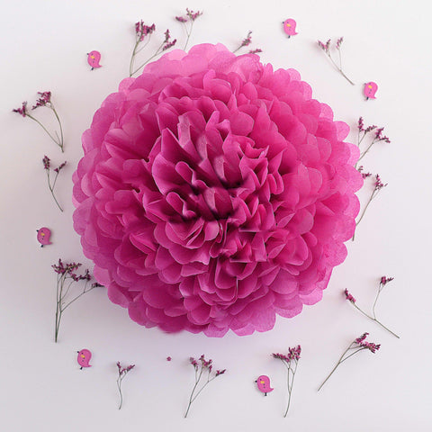 Fuchsia tissue paper pom pom - Decopompoms
