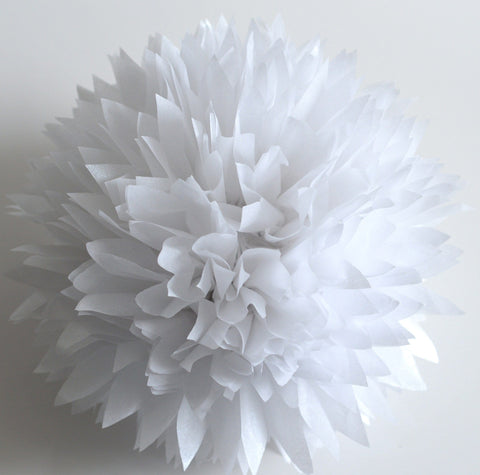 Shimmery Pearl white paper pom poms - Decopompoms