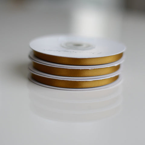 Gold double sided satin ribbon roll - 25m - Decopompoms
