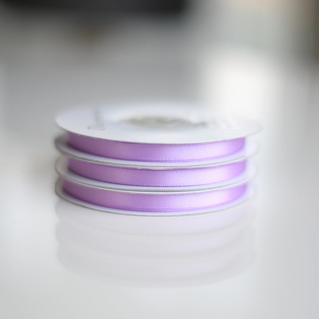 Lilac double sided satin ribbon roll - 25m - Decopompoms