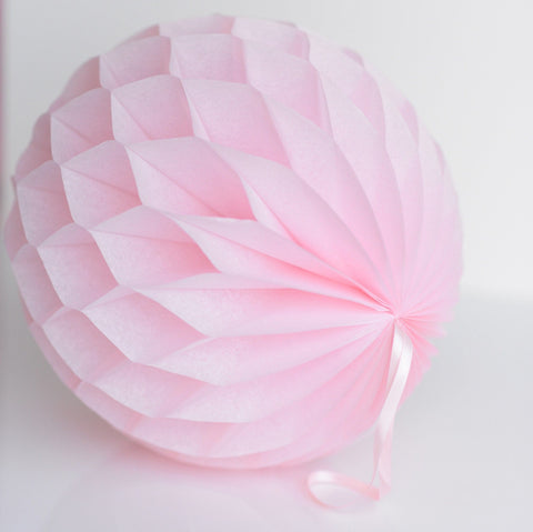 Light pink paper honeycomb - hanging party decorations - Decopompoms