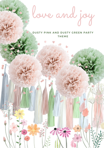 Dusty pink and dusty green party theme