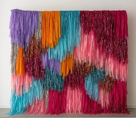 Custom Colour Fringe Backdrop Wall | Streamer Photo Backdrop | Event Decoration
