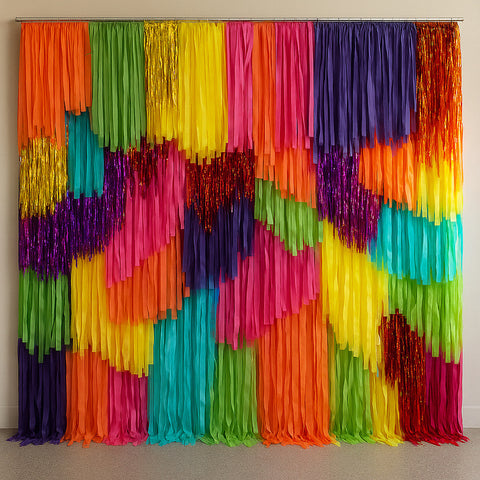 Fringe Wall Backdrop – Colorful Streamer Photo Booth Decor for Weddings, Parties & Events