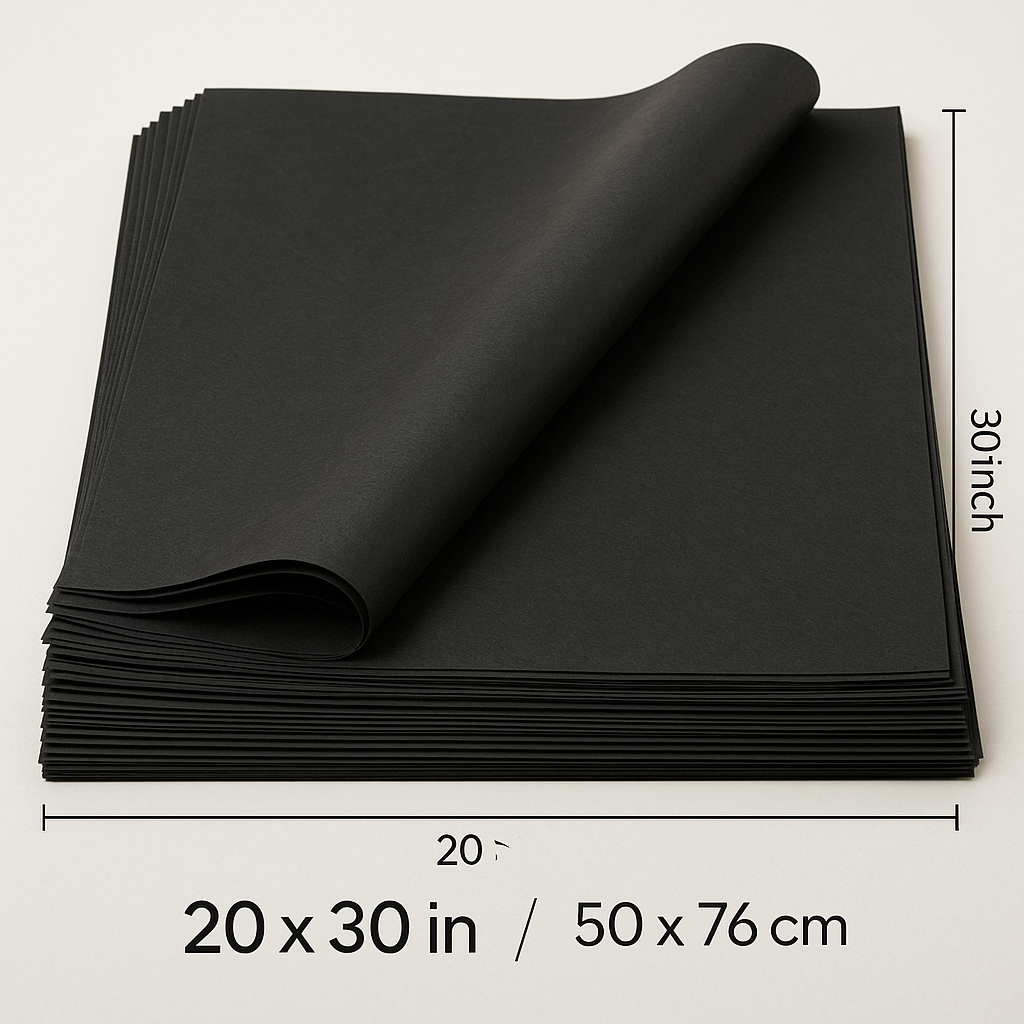 Black Tissue Paper Sheets – 20x30” Recycled Gift Wrap, Packaging & Craft Paper – Bulk 20 50 100 Pack