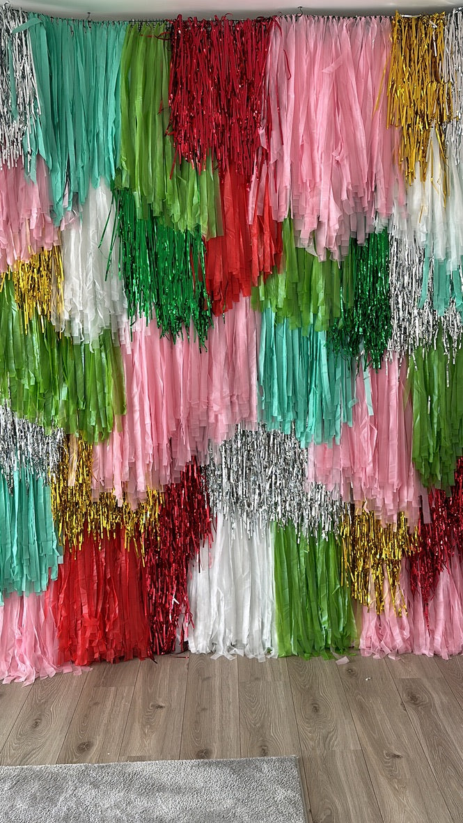 Custom Colour Fringe Backdrop Wall | Streamer Photo Backdrop | Event Decoration