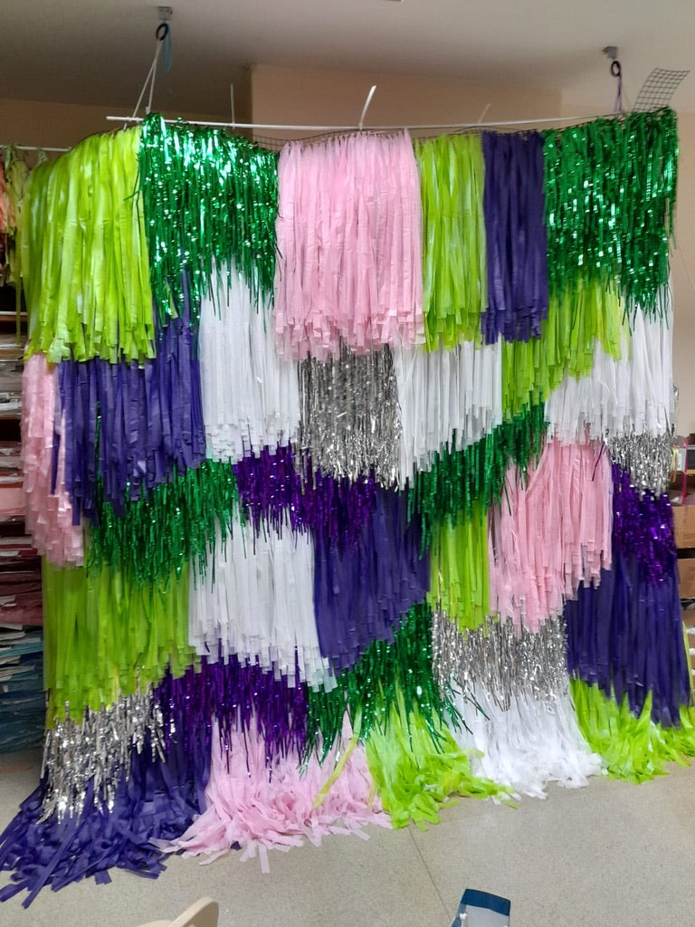 Custom Colour Fringe Backdrop Wall | Streamer Photo Backdrop | Event Decoration