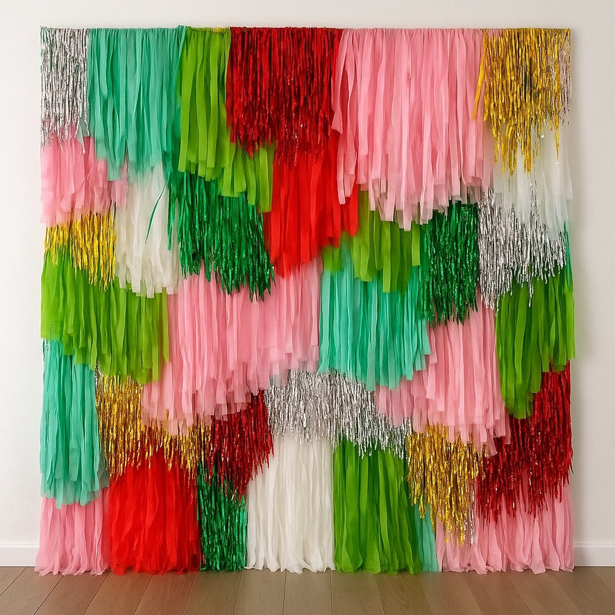 Custom Colour Fringe Backdrop Wall | Streamer Photo Backdrop | Event Decoration
